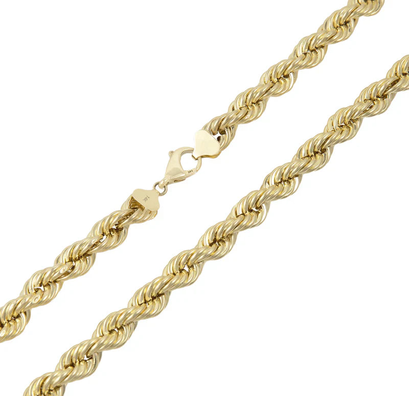 Close-up of 10K hollow gold rope chain at Mayra Jewelry