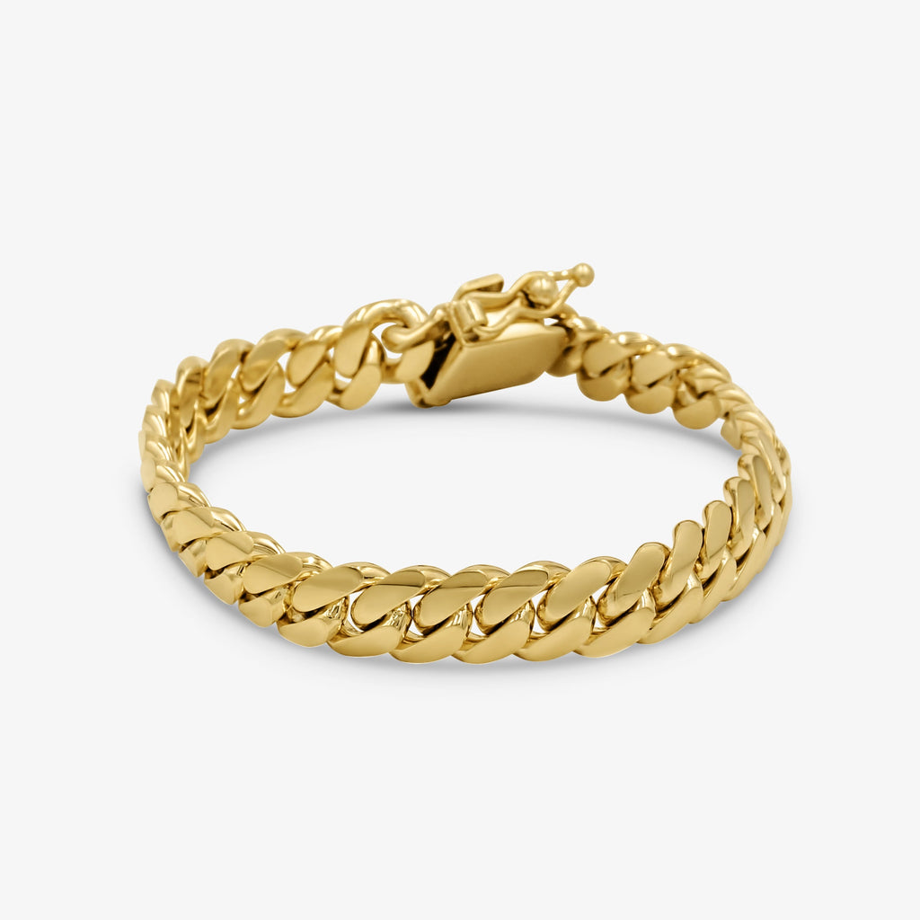 11mm solid gold Cuban link bracelet at Mayra Jewelry