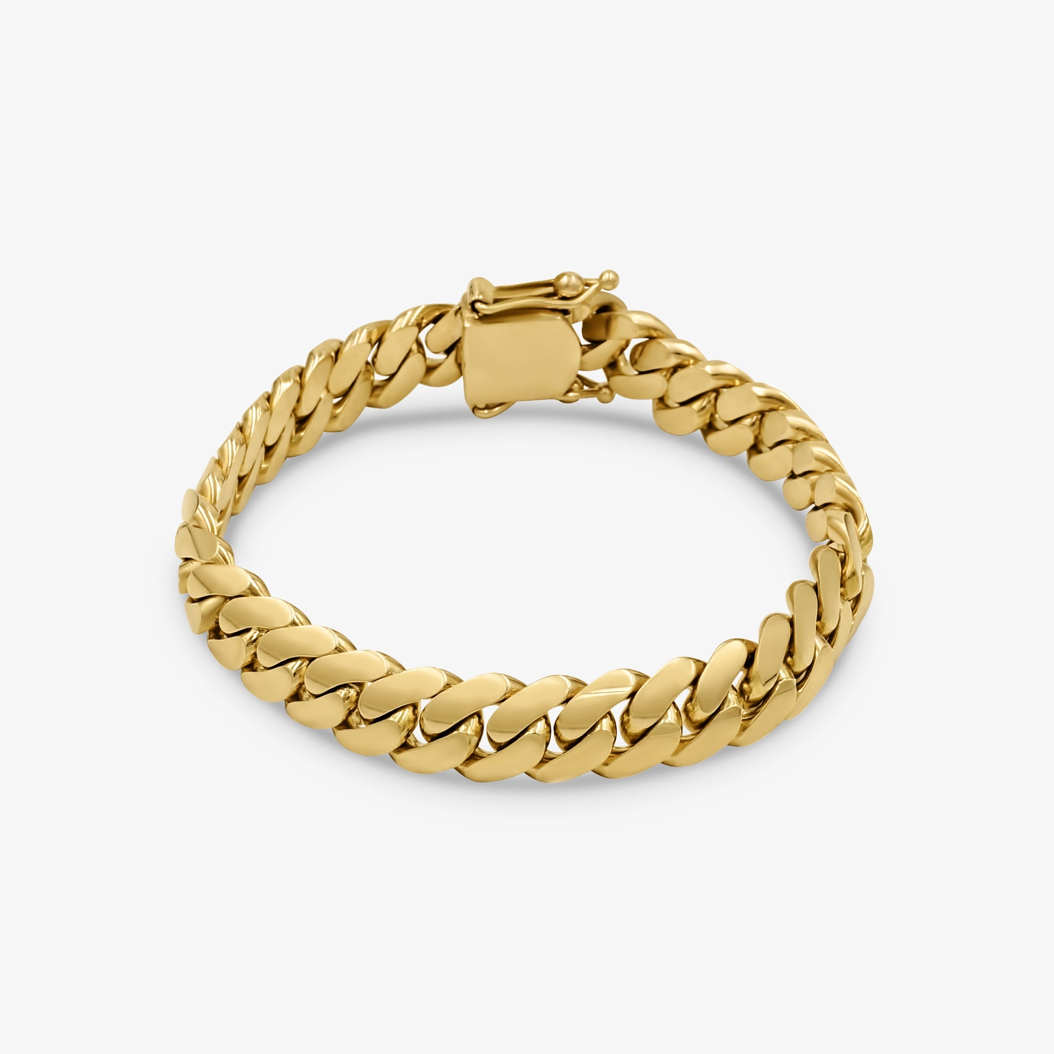 10mm solid gold Cuban link bracelet at Mayra Jewelry