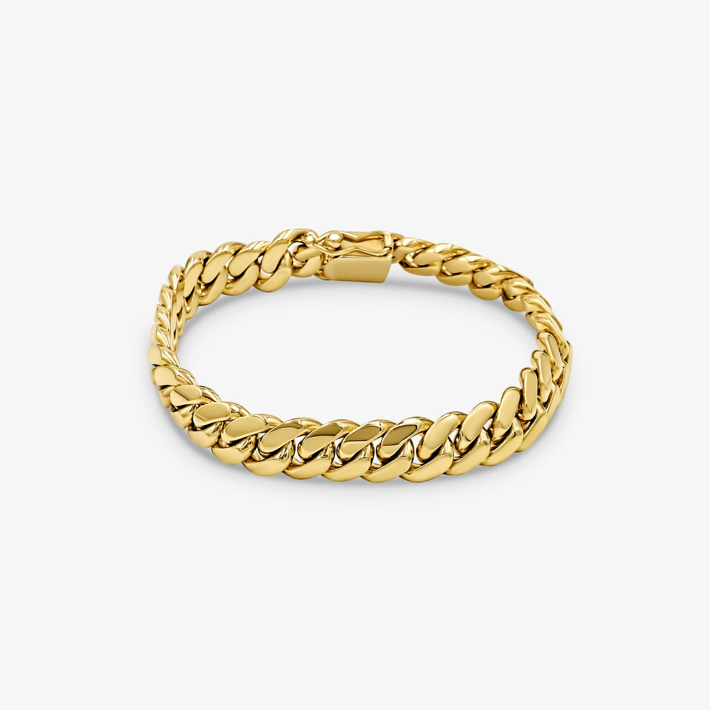 9mm solid gold Cuban link bracelet at Mayra Jewelry