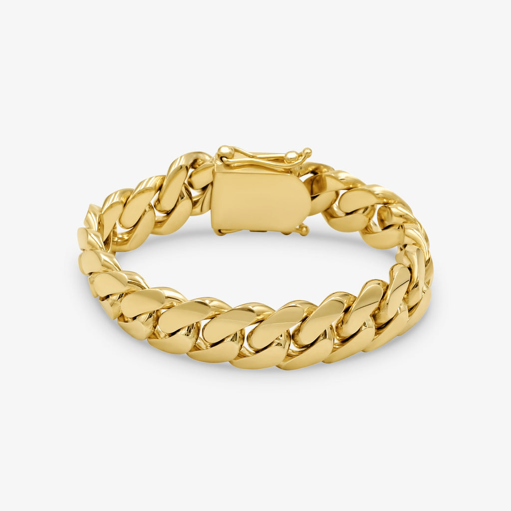 16mm solid gold Cuban link bracelet at Mayra Jewelry