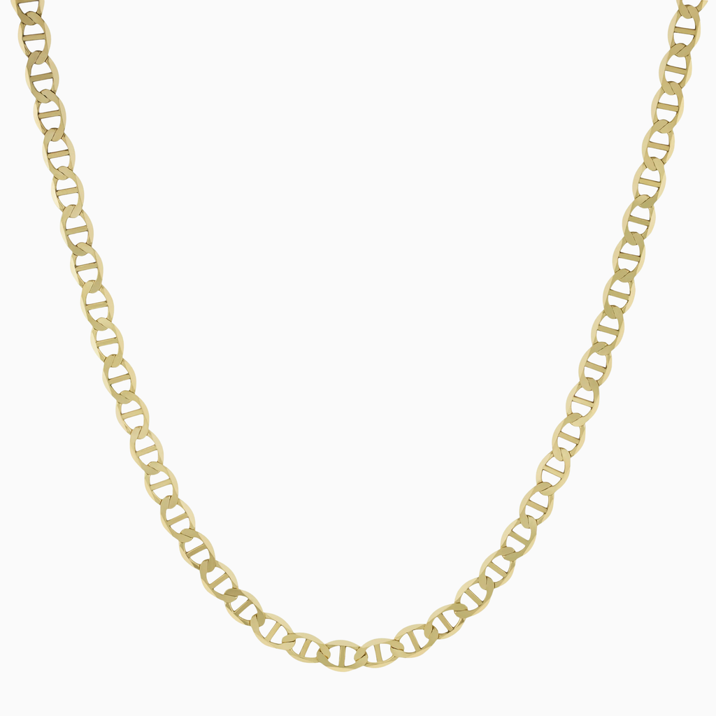 10K gold flat mariner link chain necklace at Mayra Jewelry