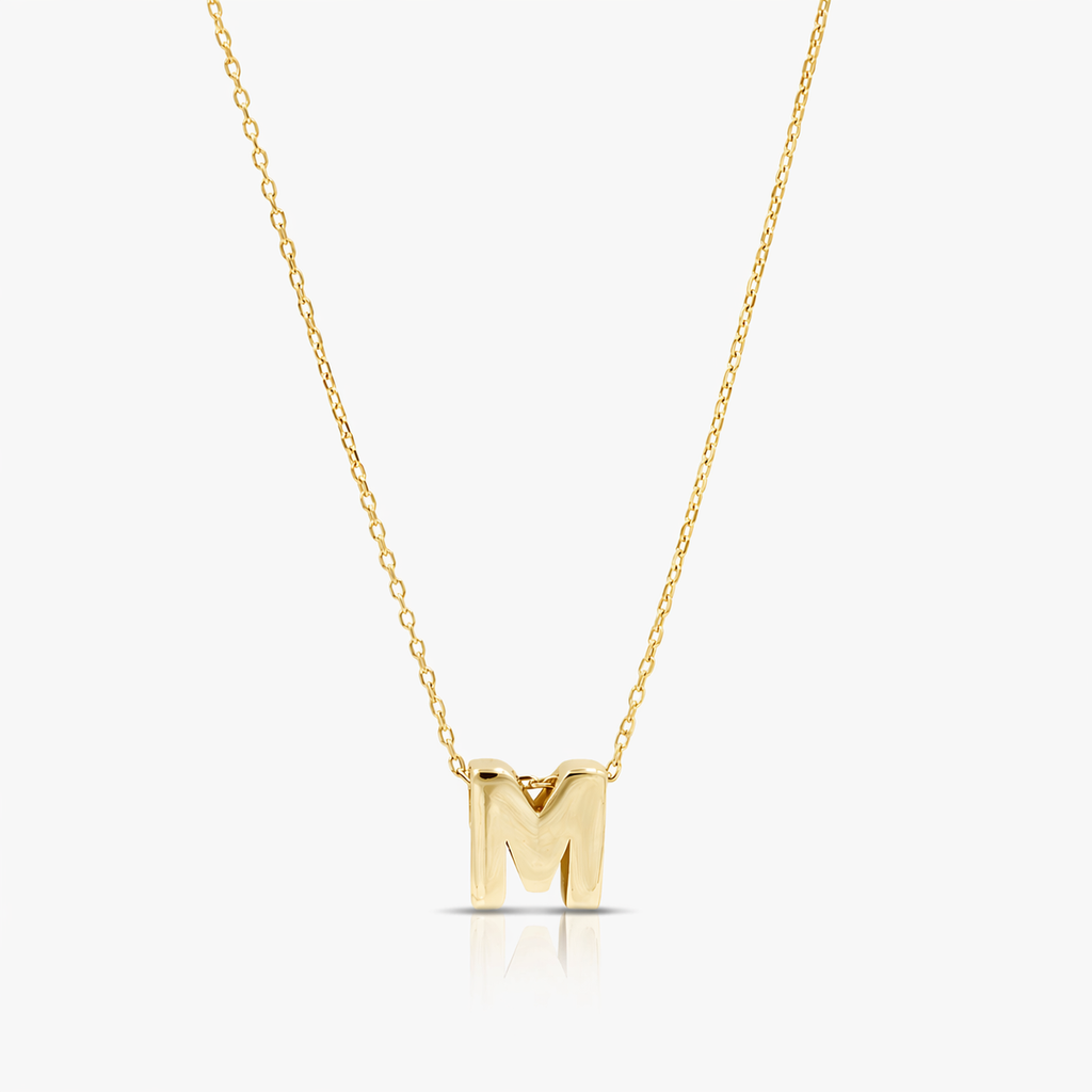Necklace 14K Yellow Gold Initial Pendant Necklace Pochy Jewelry in Miami