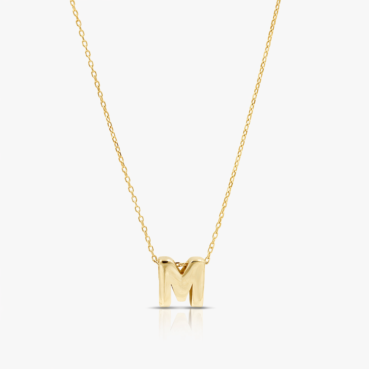 Necklace 14K Yellow Gold Initial Pendant Necklace Pochy Jewelry in Miami