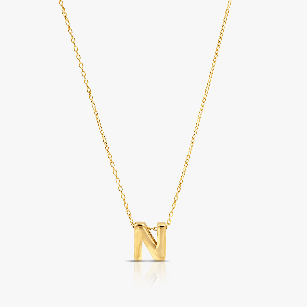 Necklace 14K Yellow Gold Initial Pendant Necklace Pochy Jewelry in Miami