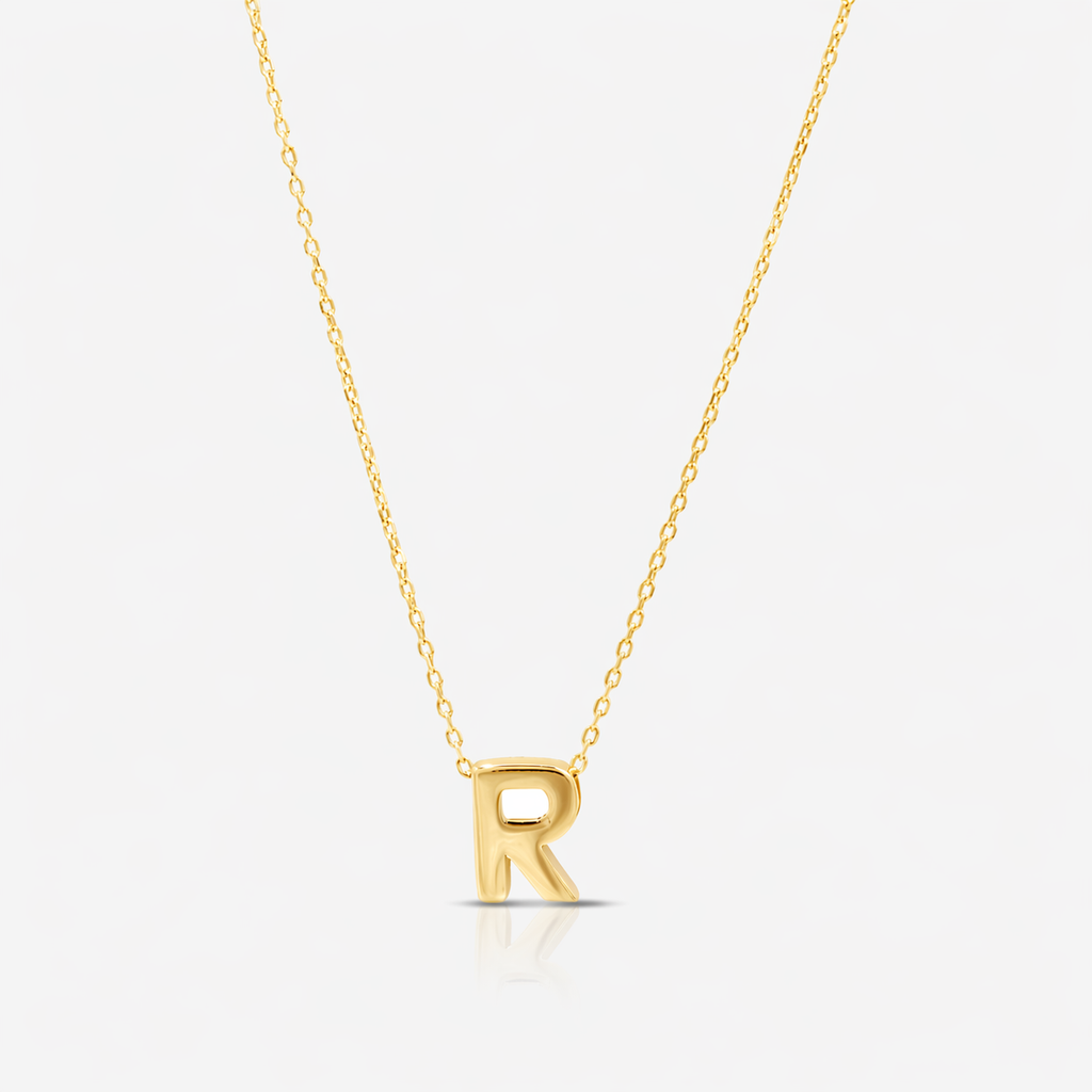 Necklace 14K Yellow Gold Initial Pendant Necklace Pochy Jewelry in Miami