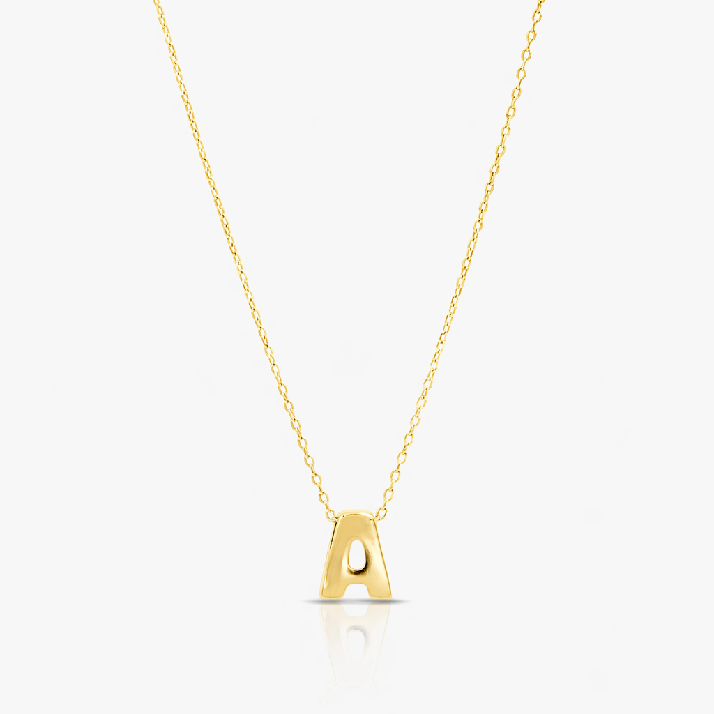 Necklace 14K Yellow Gold Initial Pendant Necklace Pochy Jewelry in Miami
