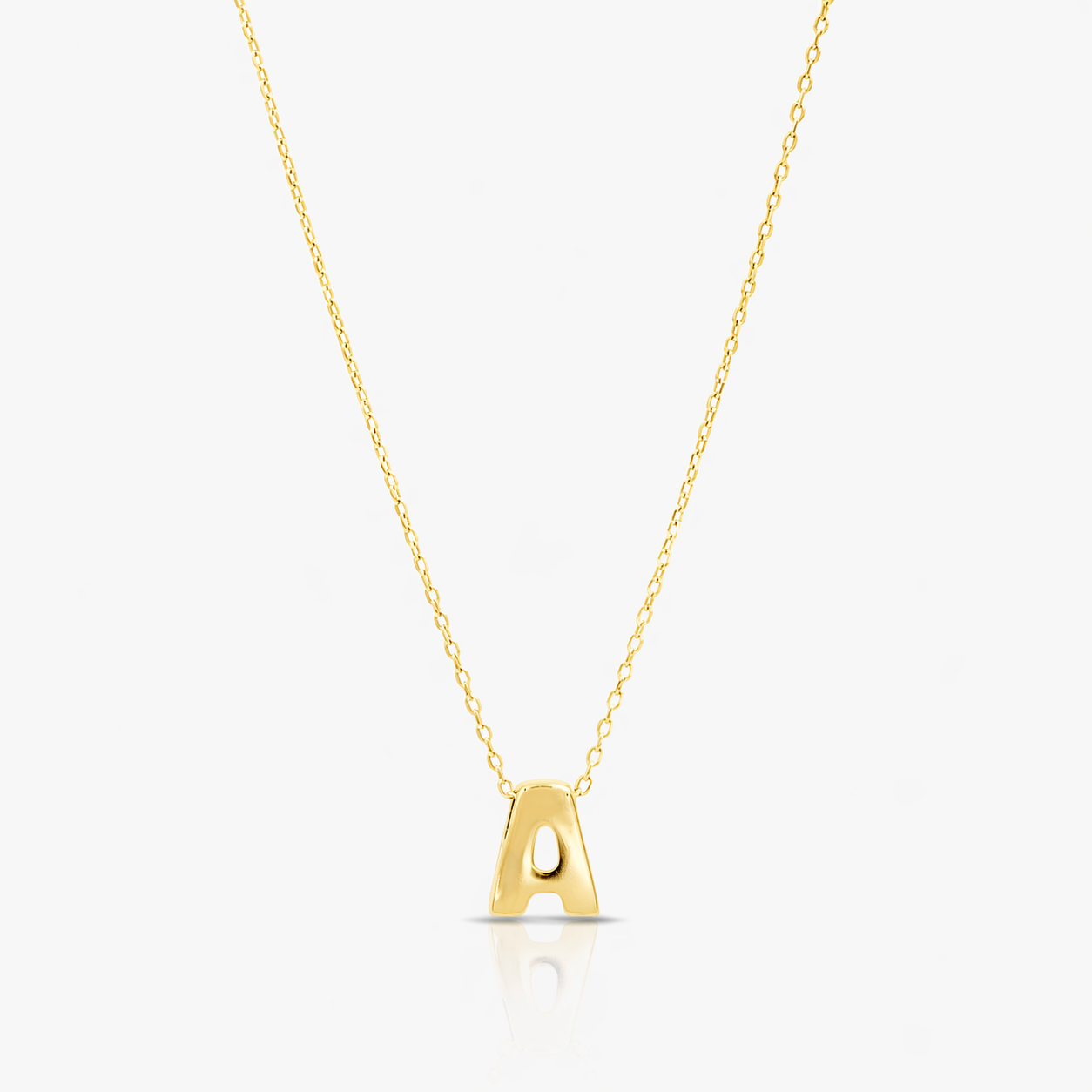 Necklace 14K Yellow Gold Initial Pendant Necklace Pochy Jewelry in Miami
