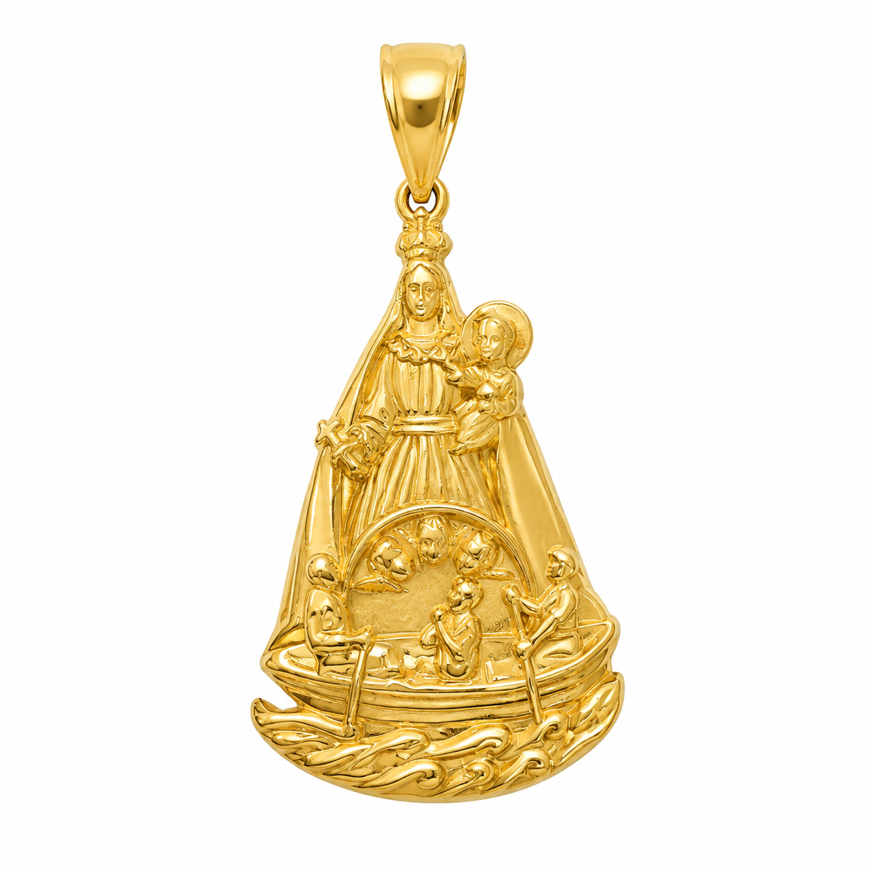 10k Gold Our Lady of Charity Pendant - Cachita Religious Medallion