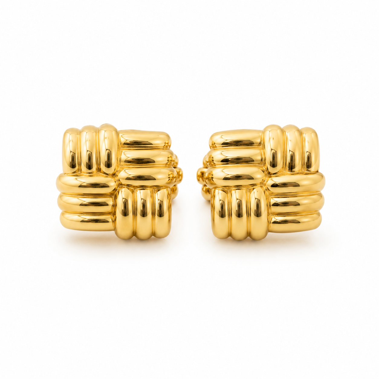Intertwined tubular omega earrings