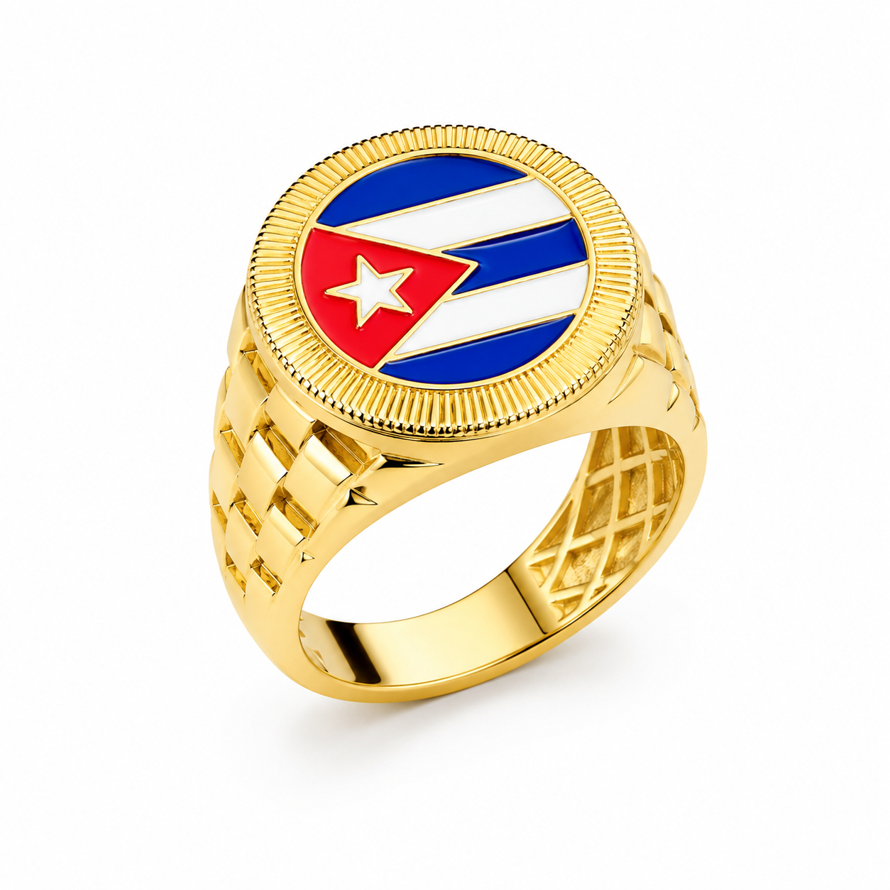 Cuba flag ring 10k