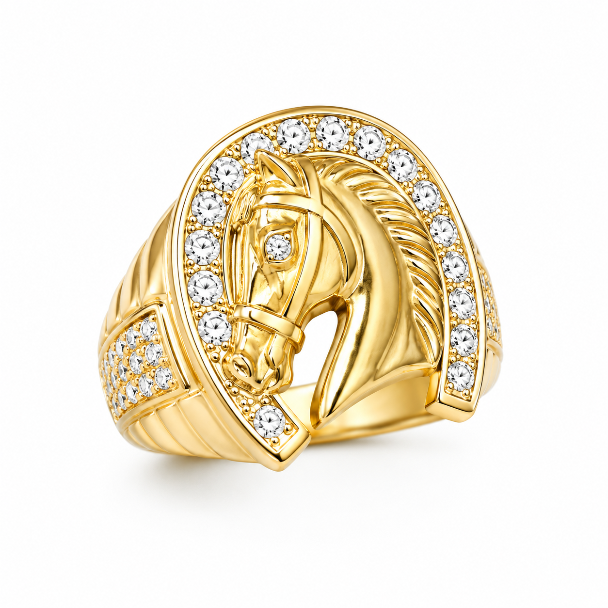 Horseshoe ring with horse 10k