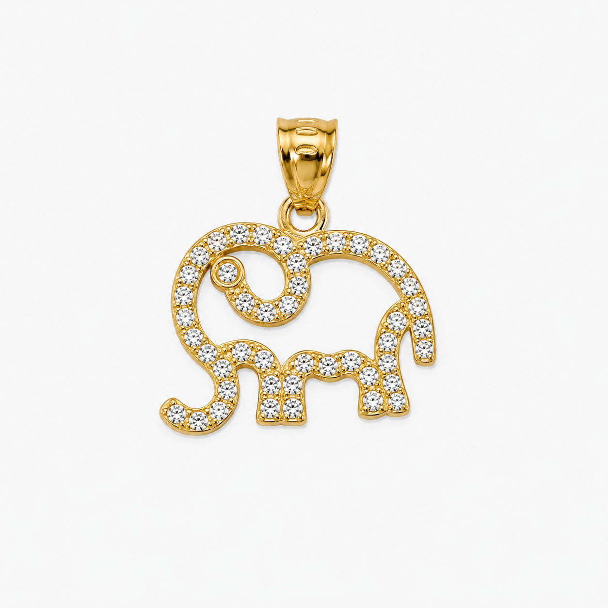 Elephant Charm with Zirconias in 10K Yellow Gold