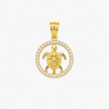 Sea Turtle Charm with Golden Zirconia 10k