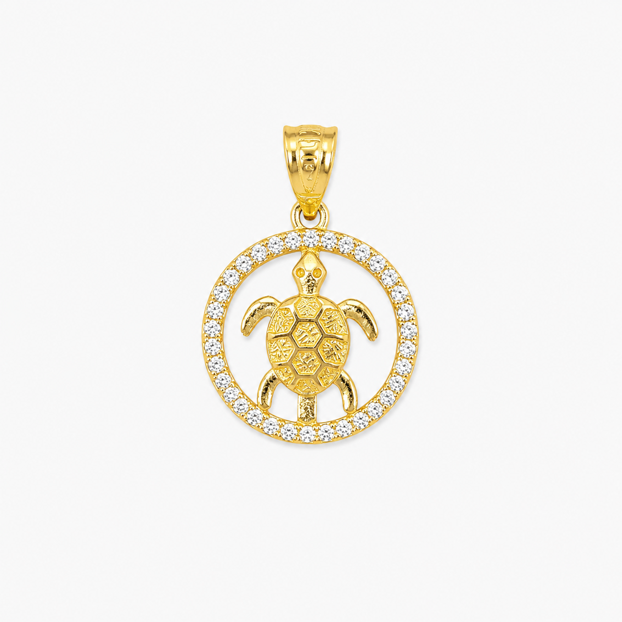 Sea Turtle Charm with Golden Zirconia 10k