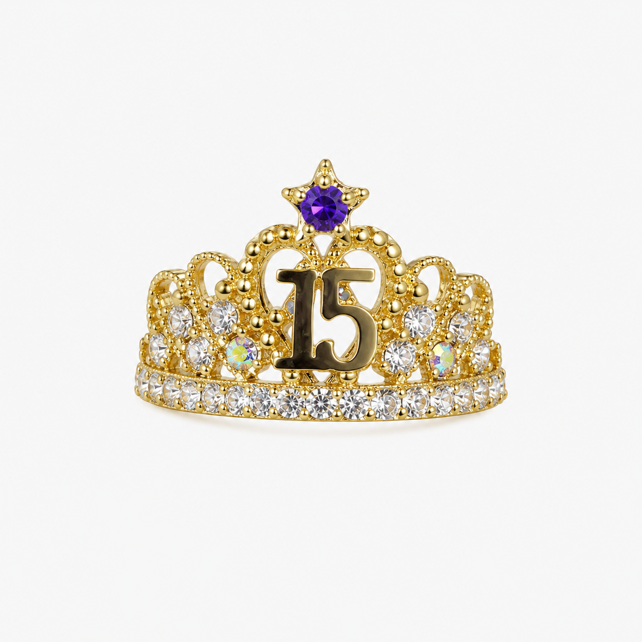 Quinceanera ring with zircons in 10k