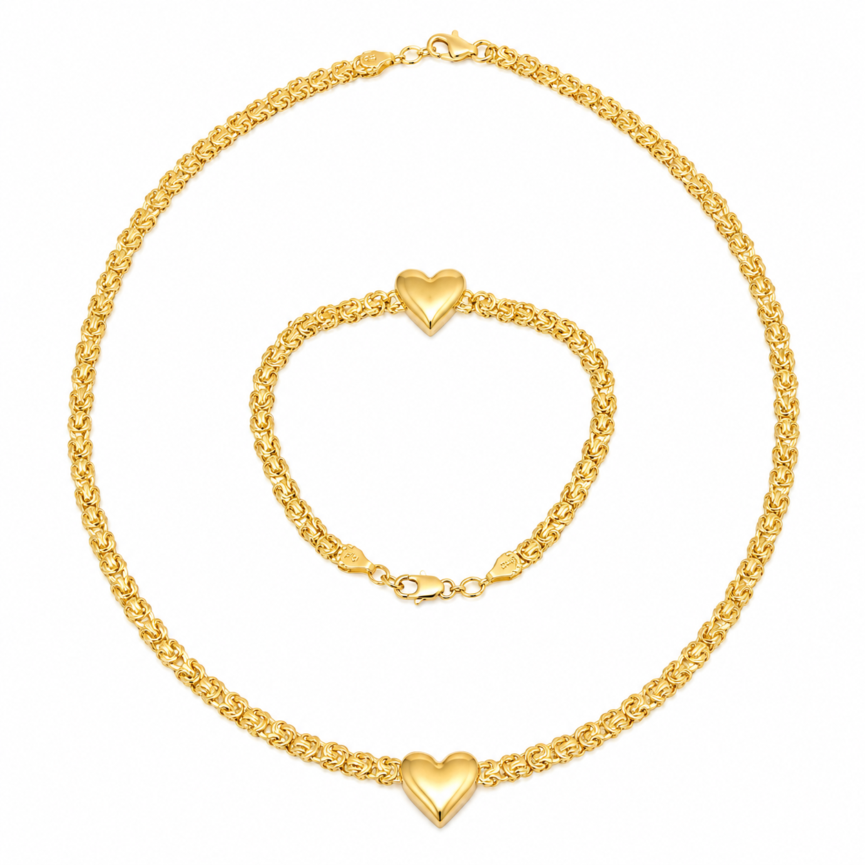 Byzantine set with hearts... Choker and Bracelet 10k.
