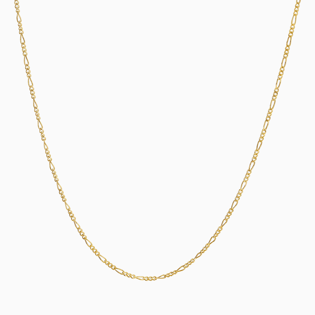 10K yellow gold 2.6mm mini Figaro chain at Mayra Jewelry