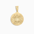 10K gold round Our Lady of Charity medallion pendant at Mayra Jewelry