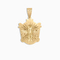 10K gold Saint Lazarus sunburst medal pendant at Mayra Jewelry