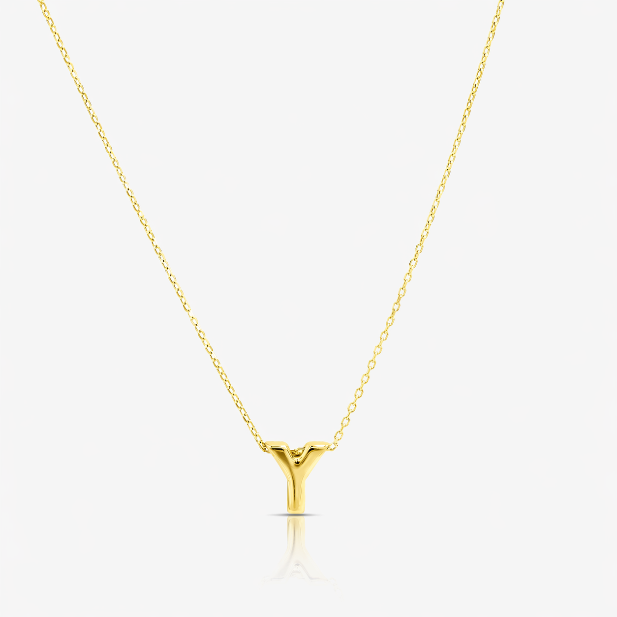 Necklace 14K Yellow Gold Initial Pendant Necklace Pochy Jewelry in Miami