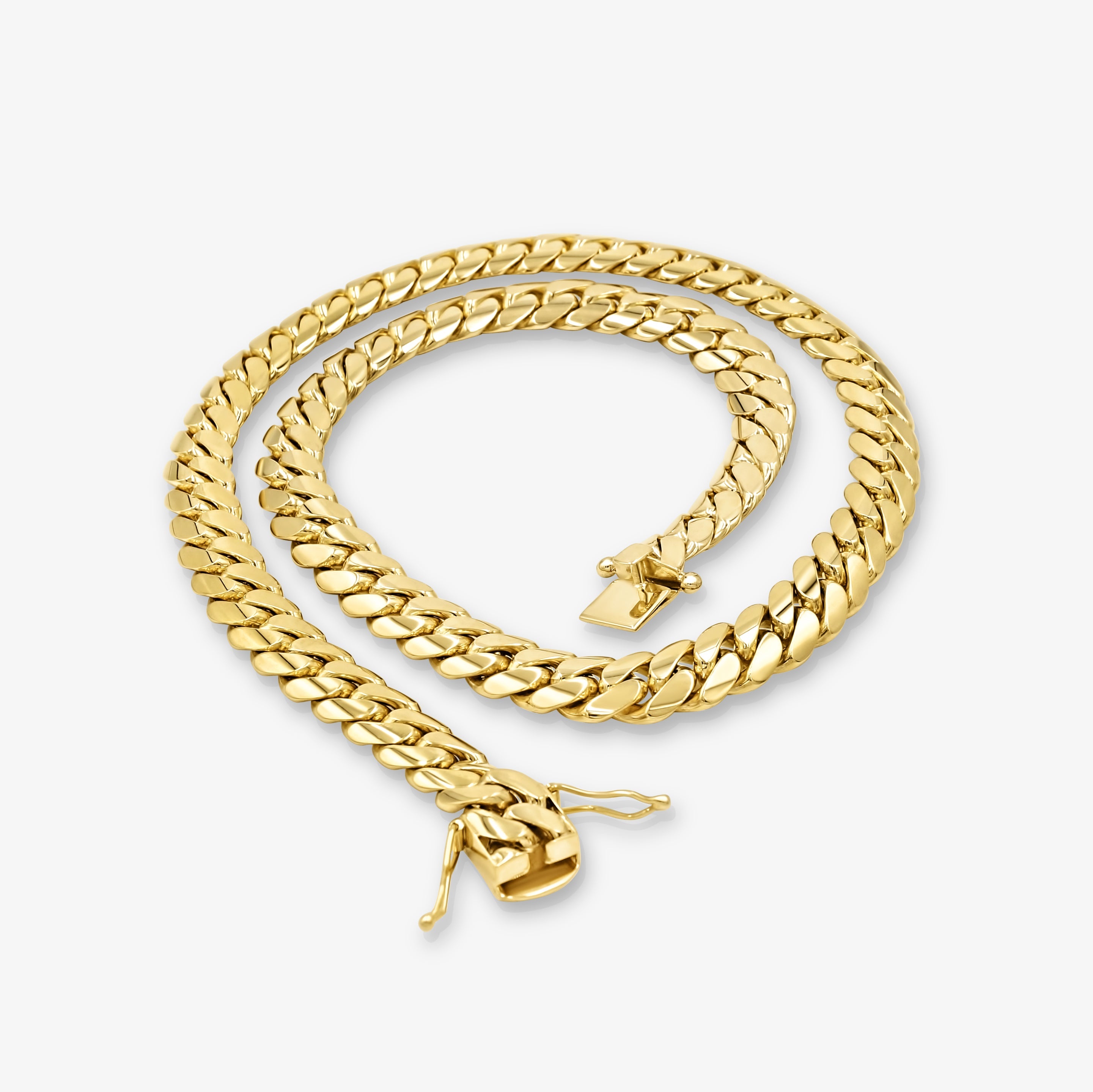 Solid gold Cuban link chain handcrafted in Miami at Mayra Jewelry