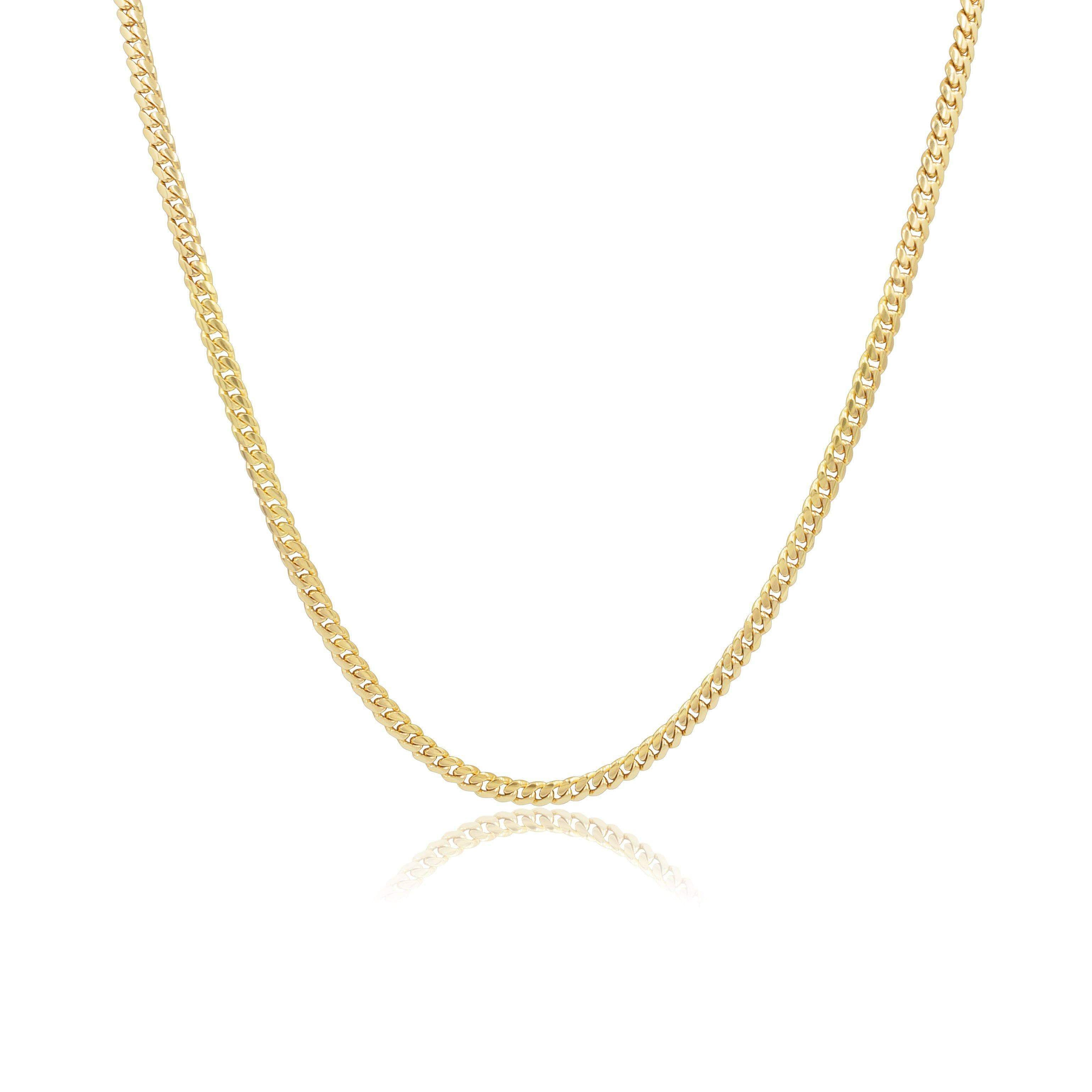 4mm solid machine-made gold Cuban link chain at Mayra Jewelry