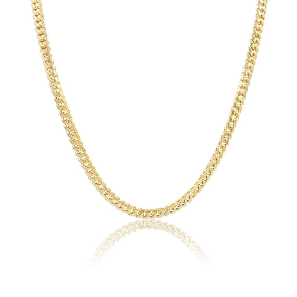 5mm solid machine-made gold Cuban link chain at Mayra Jewelry