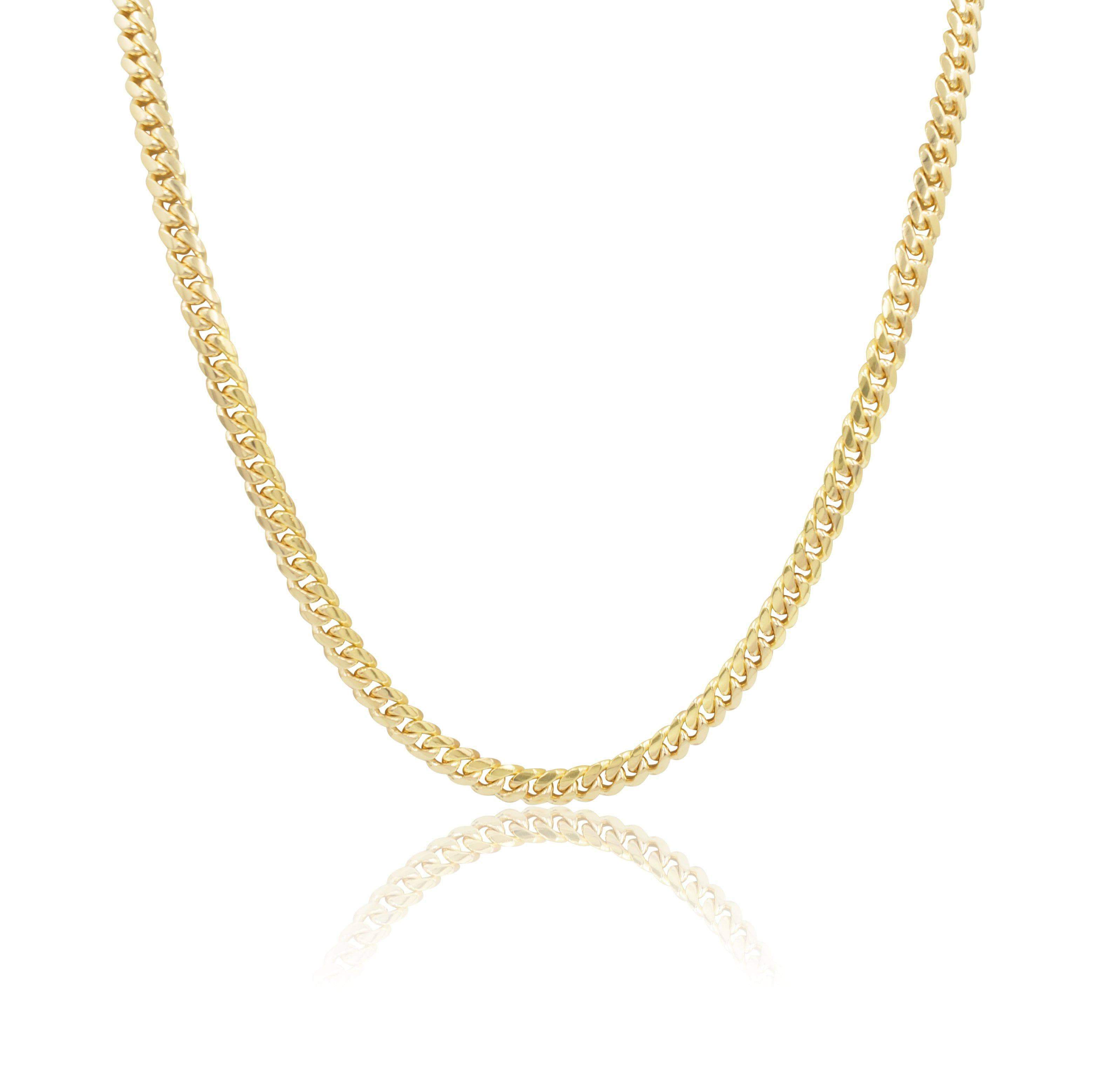 6mm solid machine-made gold Cuban link chain at Mayra Jewelry