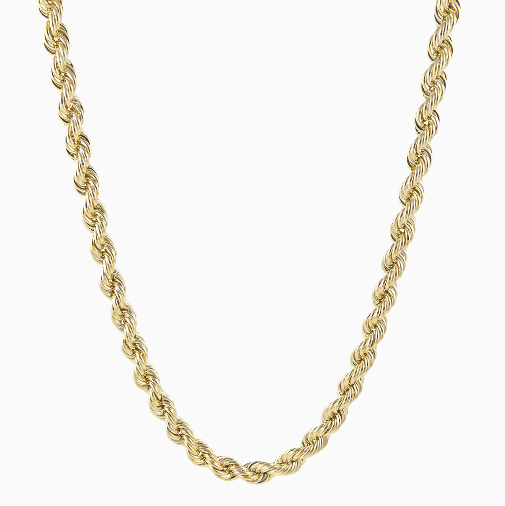 10K hollow gold rope chain at Mayra Jewelry